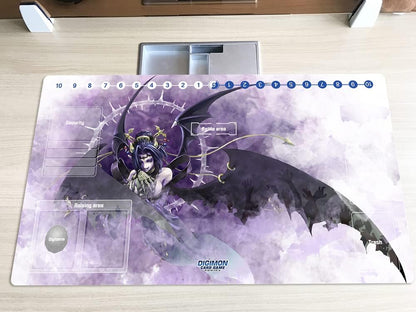 New DTCG Duel Playmat Digimon Lilithmon Trading Card Game TCG CCG Mat Pad + Free Bag (ZD002-267-SM)