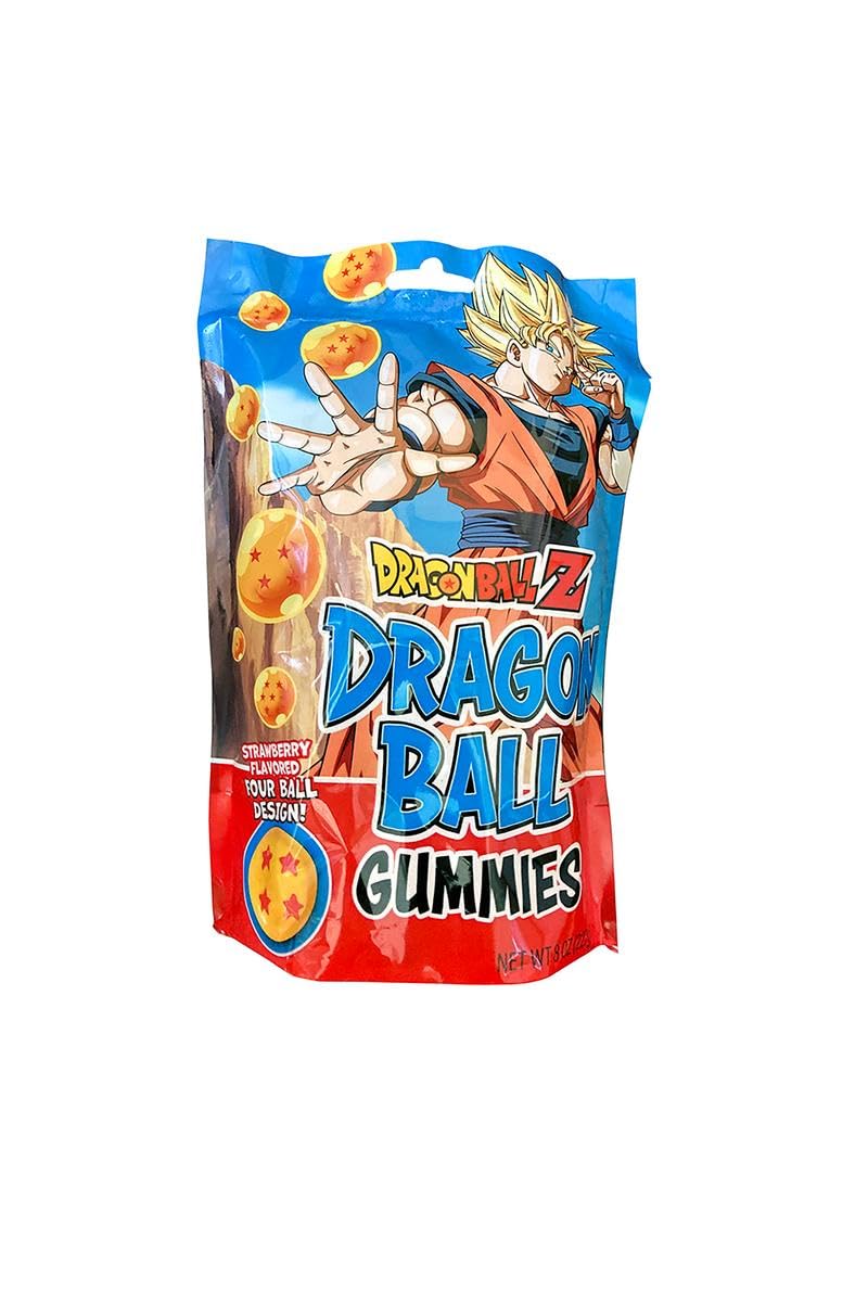 Dragonball DBZ Dragon Ball Gummies Four Ball Design Strawberry Flavored Gummy Candy with 2 Collectible Stickers