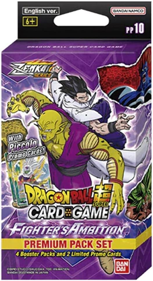 BANDAI NAMCO Entertainment Dragon Ball Super Trading Card Game Fighter's Ambition Premium Pack Set PP10 [4 Booster Packs + 2 Exclusive Promo Cards]