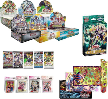 Yu-Gi-Oh! Yugioh Tournament Ready Starter Deck Builder Gift Bundle: 1 Booster Box + 5 Assorted Booster Packs + 1 Duel Monsters Starter Deck + 1 Pack Standard Size Sleeves + 1 Rubber Playmat