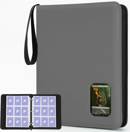 Trading Card Binder 9 Pocket, 360 Pockets Trading Card Holder Book, Premium PU Cover Zip Folder Binder, Side Loading Carrying Case Binder Album for TCG, MTG,Sports Cards, Game Cards (Orange-1)