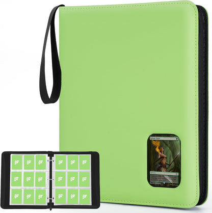 Trading Card Binder 9 Pocket, 360 Pockets Trading Card Holder Book, Premium PU Cover Zip Folder Binder, Side Loading Carrying Case Binder Album for TCG, MTG,Sports Cards, Game Cards (Orange-1)