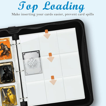 9 Pocket Trading Card Binder 1008 Cards Collection Albums with 56 Removable Sleeves Card Book Holder Premium Leather Collection Storage Binders Compatible with TCG MTG Sport Cards(Dragon)