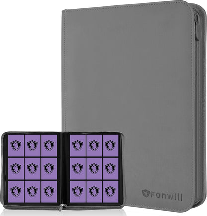 Trading Card Binder 9 Pocket, 360 Pockets Trading Card Holder Book, Premium PU Cover Zip Folder Binder, Side Loading Carrying Case Binder Album for TCG, MTG,Sports Cards, Game Cards (Orange-1)