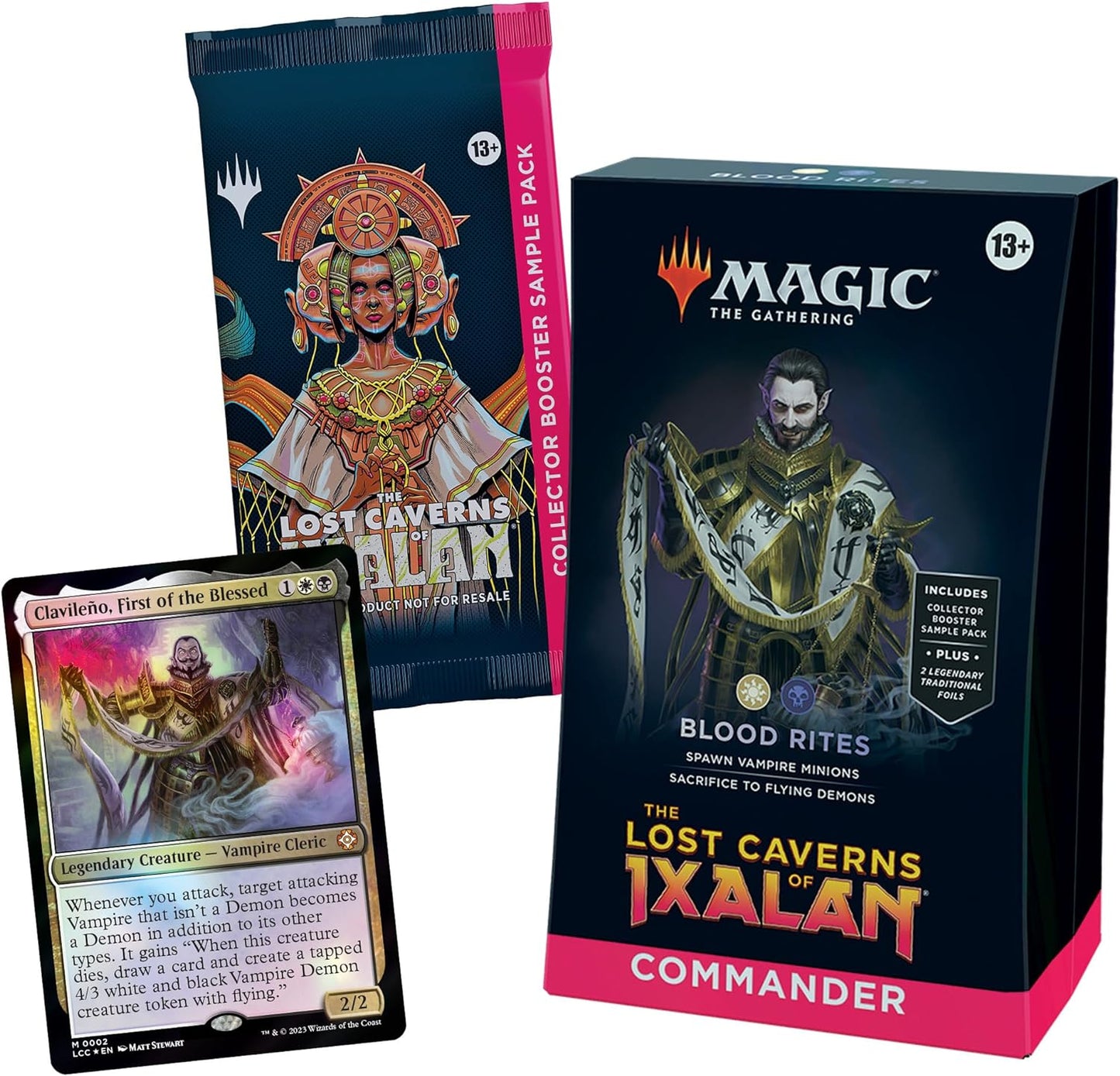 Magic: The Gathering The Lost Caverns of Ixalan Commander Deck - Blood Rites (100-Card Deck, 2-Card Collector Booster Sample Pack + Accessories)