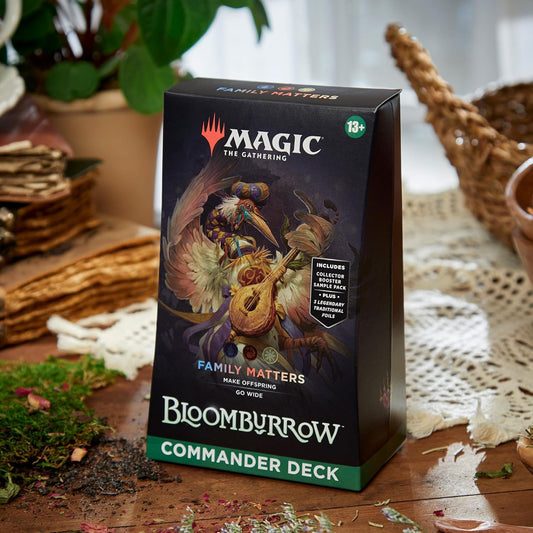 Magic: The Gathering Bloomburrow Commander Deck - Family Matters (100-Card Deck, 2-Card Collector Booster Sample Pack + Accessories)