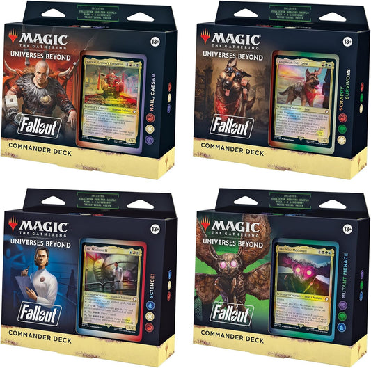 Magic: The Gathering Fallout Commander Deck Bundle – Includes All 4 Decks (1 Hail Caesar, 1 Scrappy Survivors, 1 Science!, and 1 Mutant Menace)