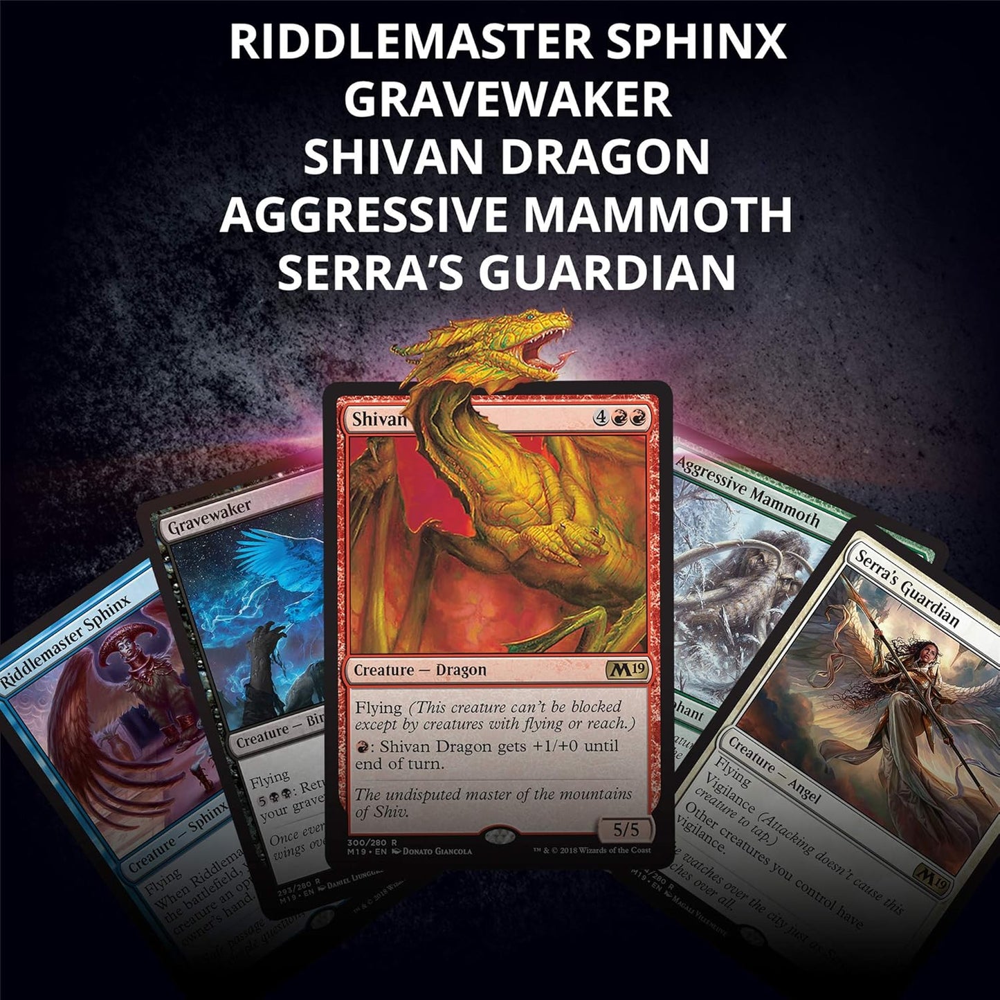 Magic: The Gathering Core Set 2019 (M19) Deck Builders Toolkit | 4 Booster Pack + 125 Cards | Accessories