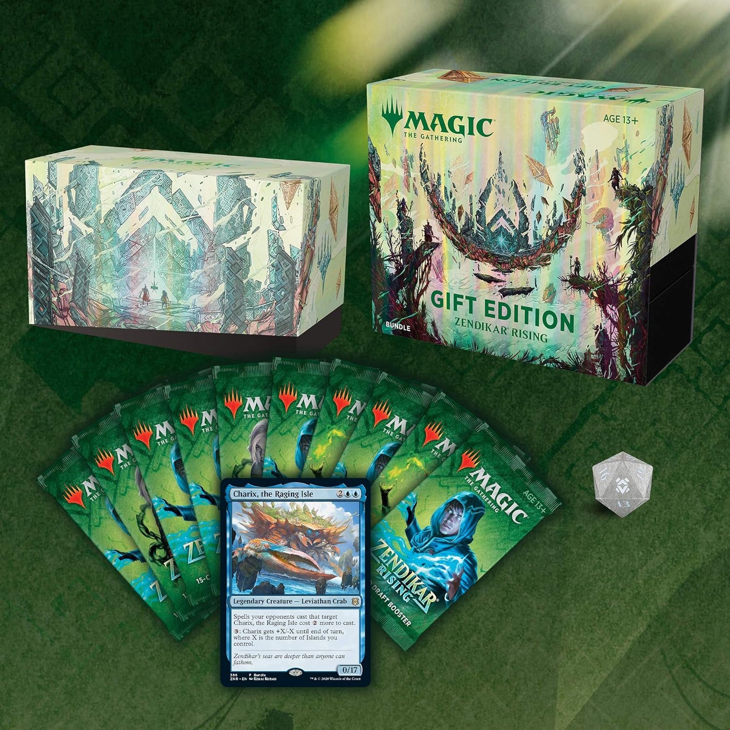 Magic: The Gathering Zendikar Rising Gift Bundle | 10 Draft Booster Packs | 1 Collector Booster | Accessories
